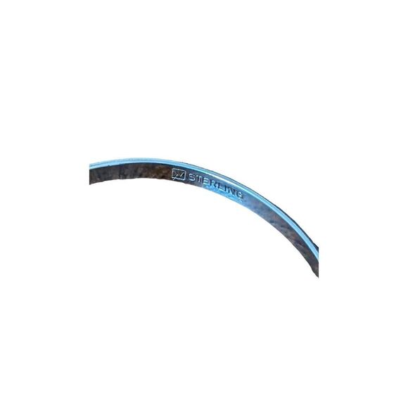 Vintage Sterling‎ Silver Rhinestone Bangle Cuff Bracelet Adjustable W Hallmark - Picture 5 of 6